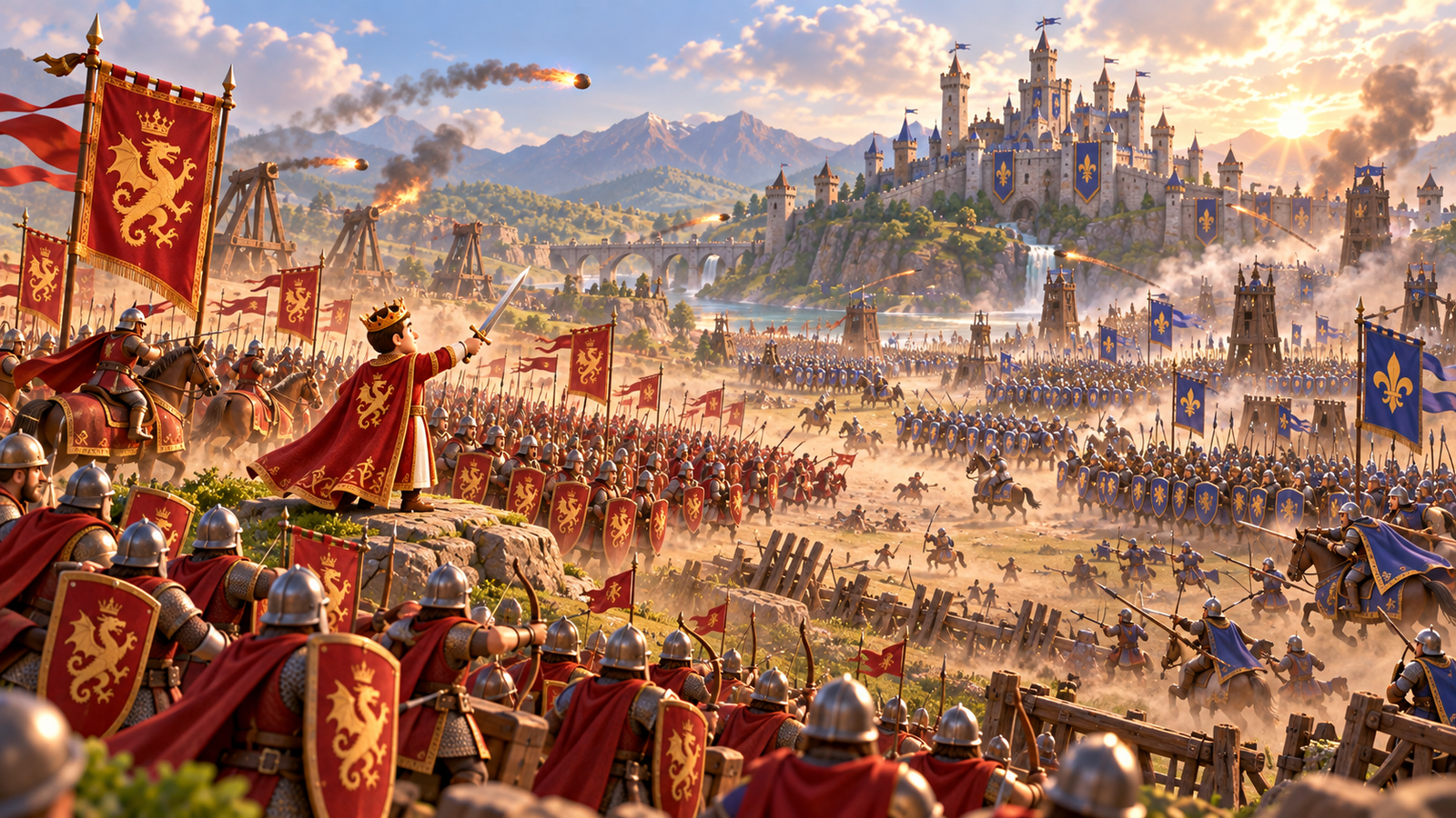 Cinematic battle between two armies